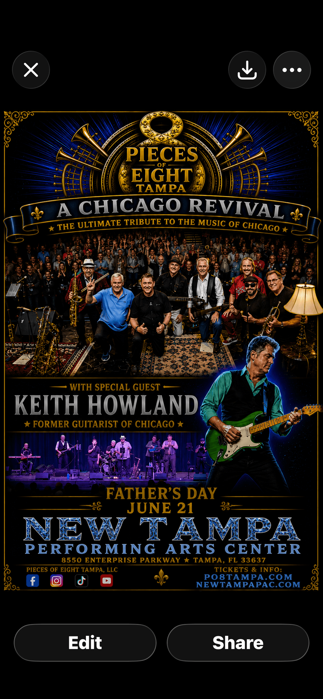 Pieces of Eight Tampa — A Chicago Revival featuring Keith Howland, June 21 at New Tampa Performing Arts Center