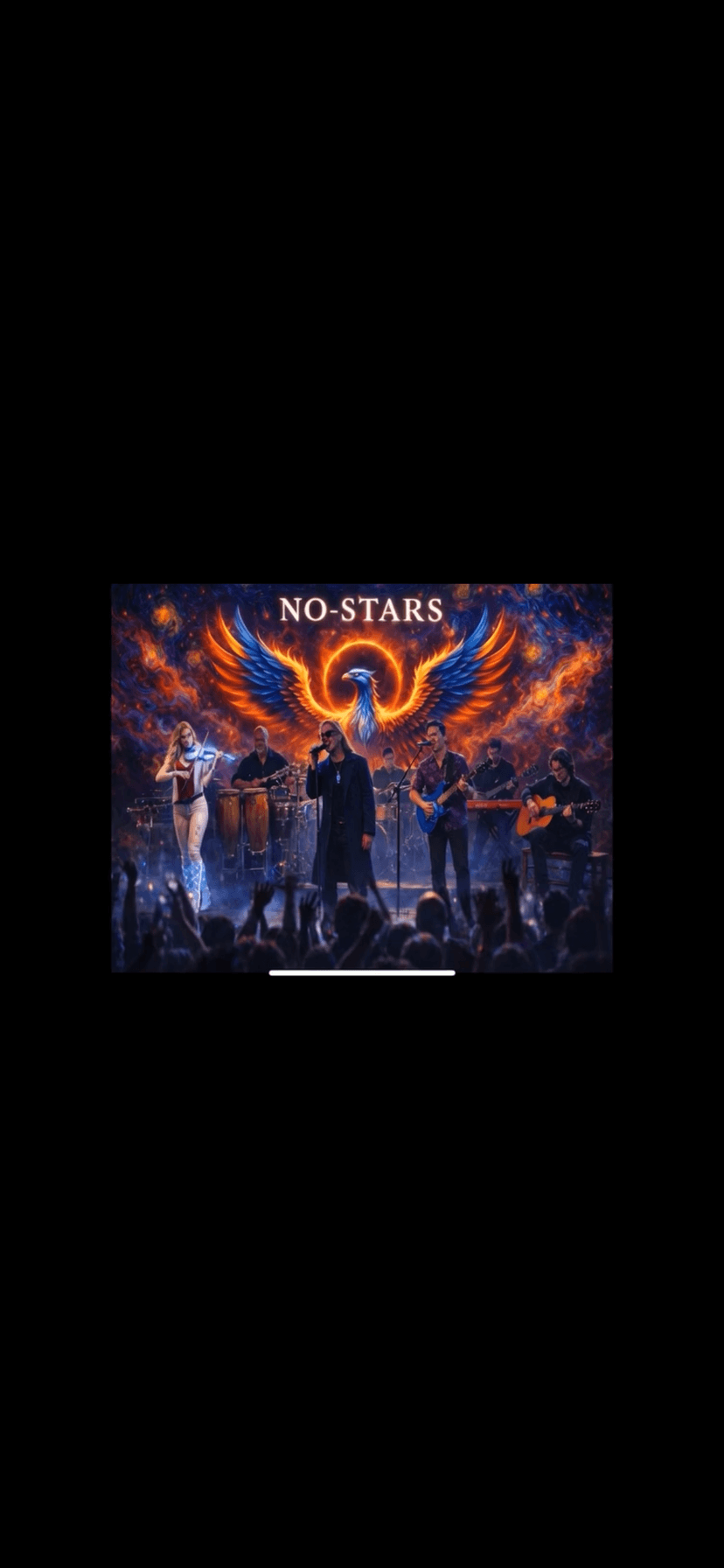 No-Stars band live concert promotional artwork with phoenix wings