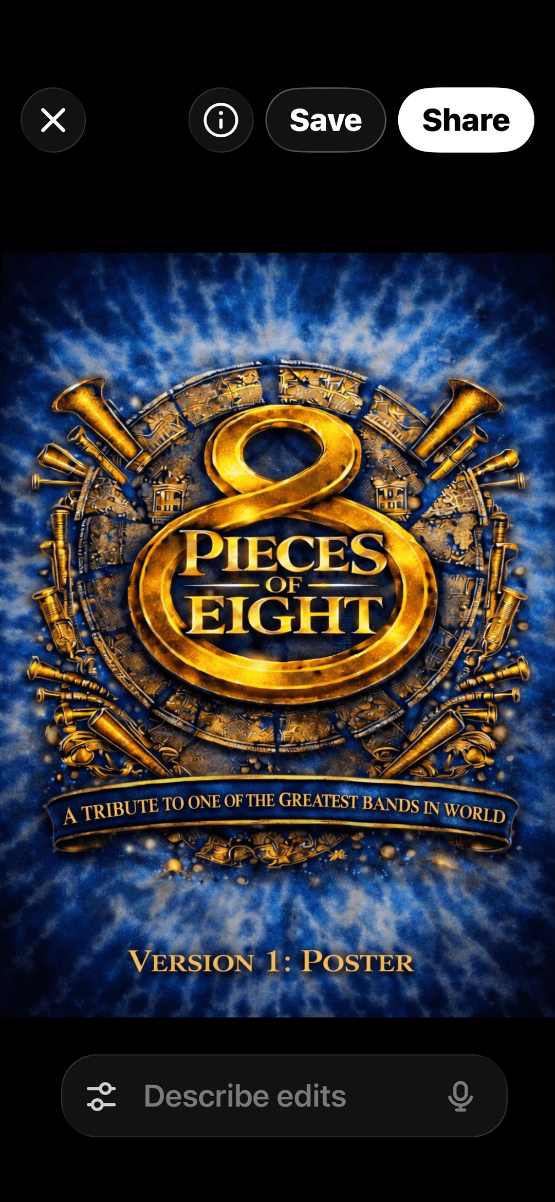 Pieces of Eight β A Tribute to One of the Greatest Bands in World β ornate gold emblem poster