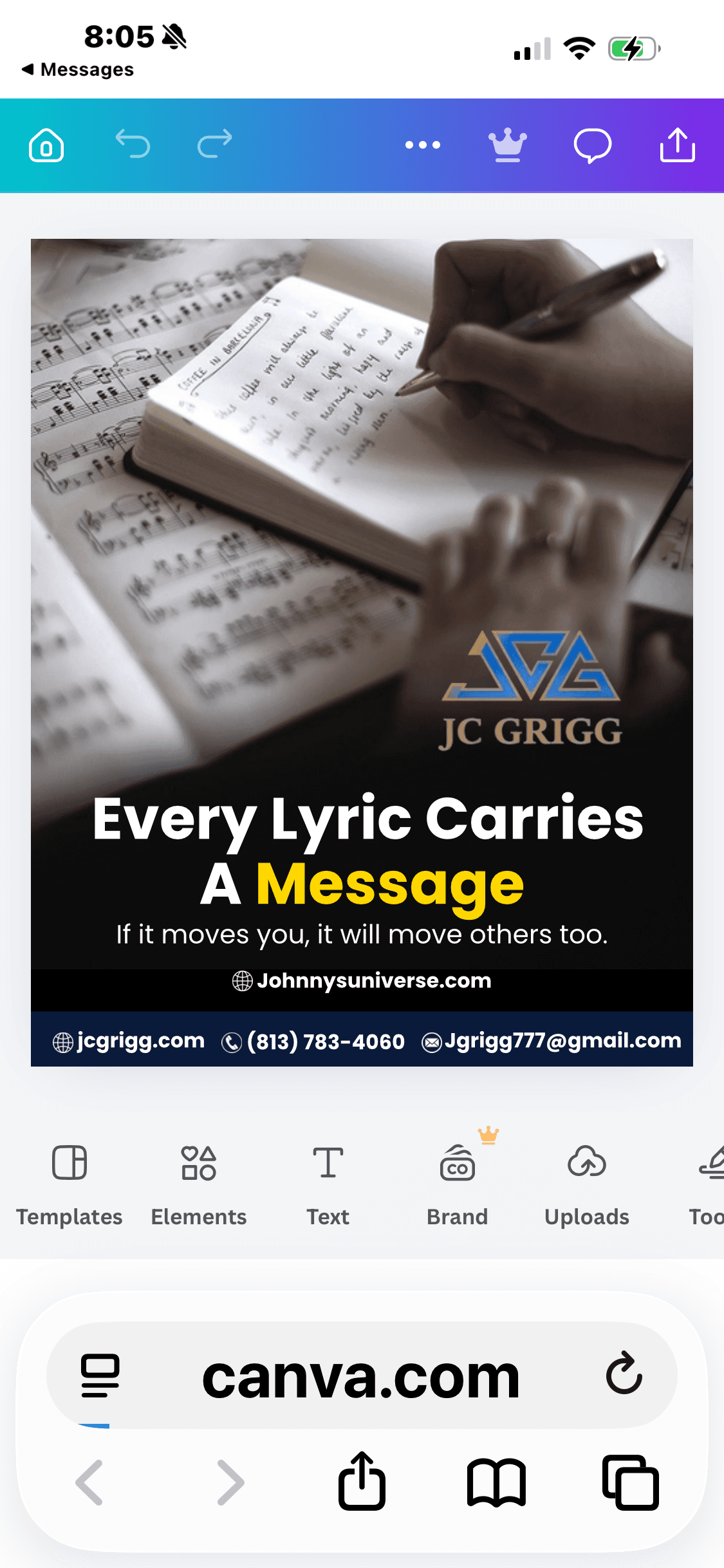 Hands writing with sheet music in background — Every lyric carries a message by JC Grigg