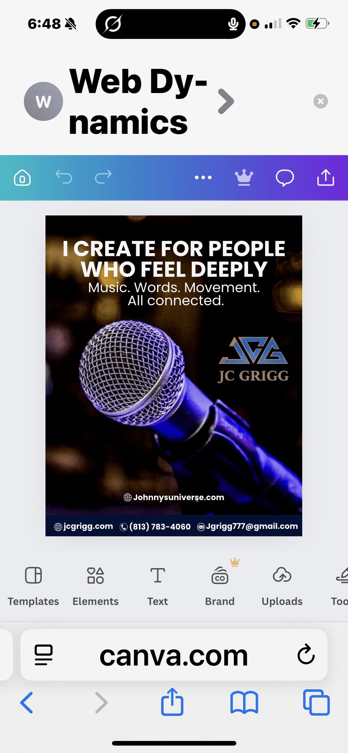 JC Grigg with microphone — I create for people who feel deeply