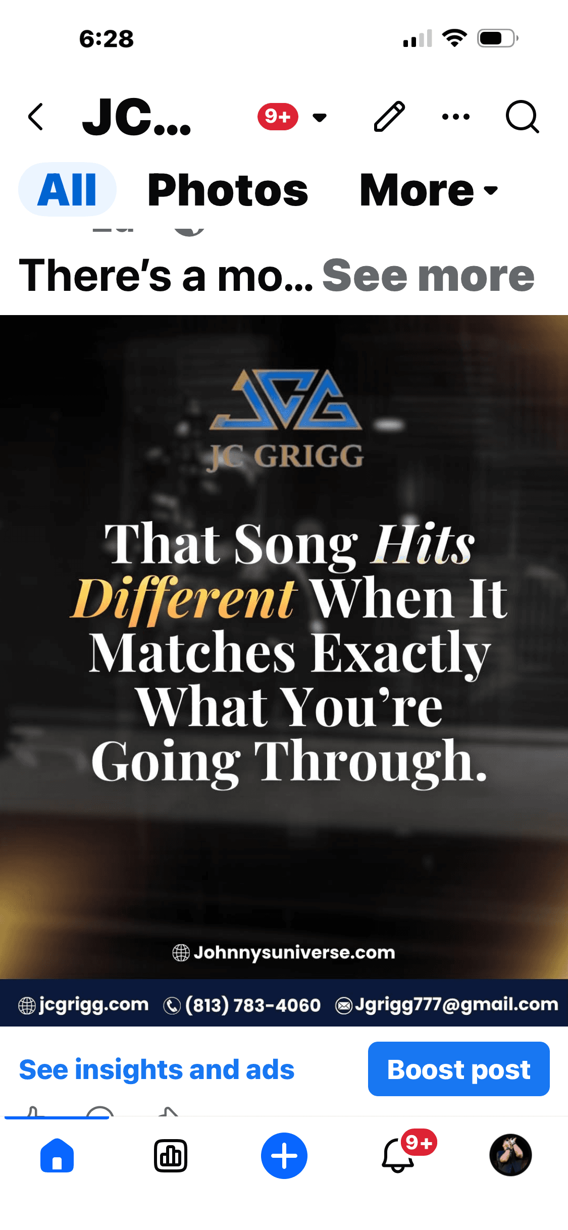 JC Grigg music quote — That song hits different when it matches what you're going through