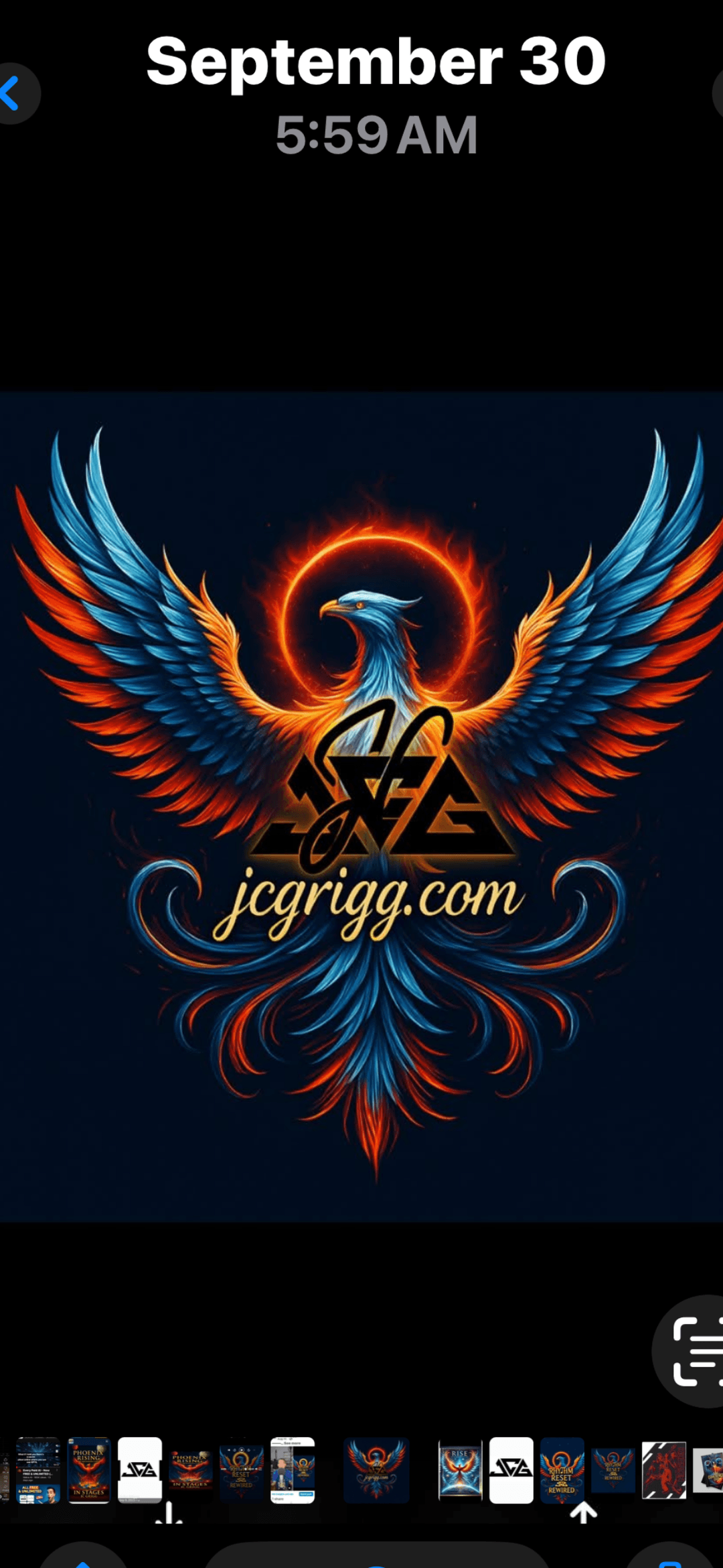JC Grigg phoenix logo - symbol of transformation and rising above